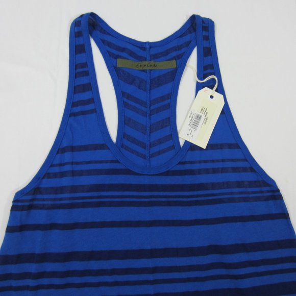 Enza Costa Striped Blue Sleeveless Lightweight Casual Sample Tank Top Sz M NWT - Picture 2 of 8